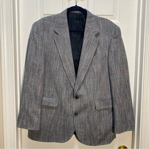 HAGGAR Blazer Men's Size 42S Gray Tweed Wool 2 Button Sport Coat Date Night